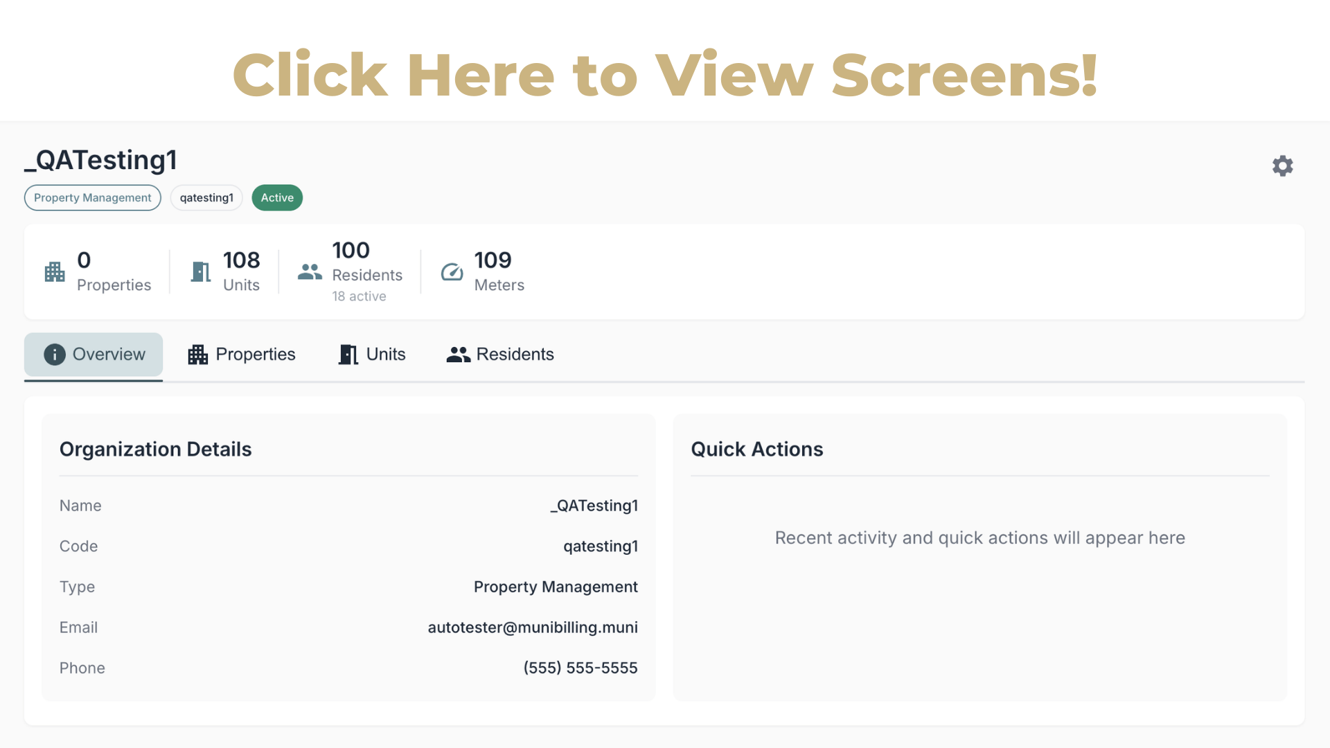 Organization Screens