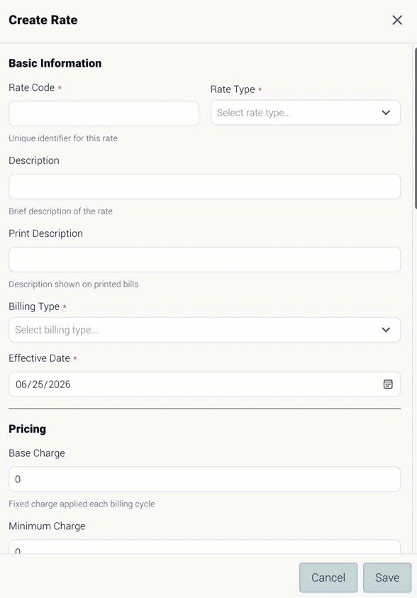 Create Rate